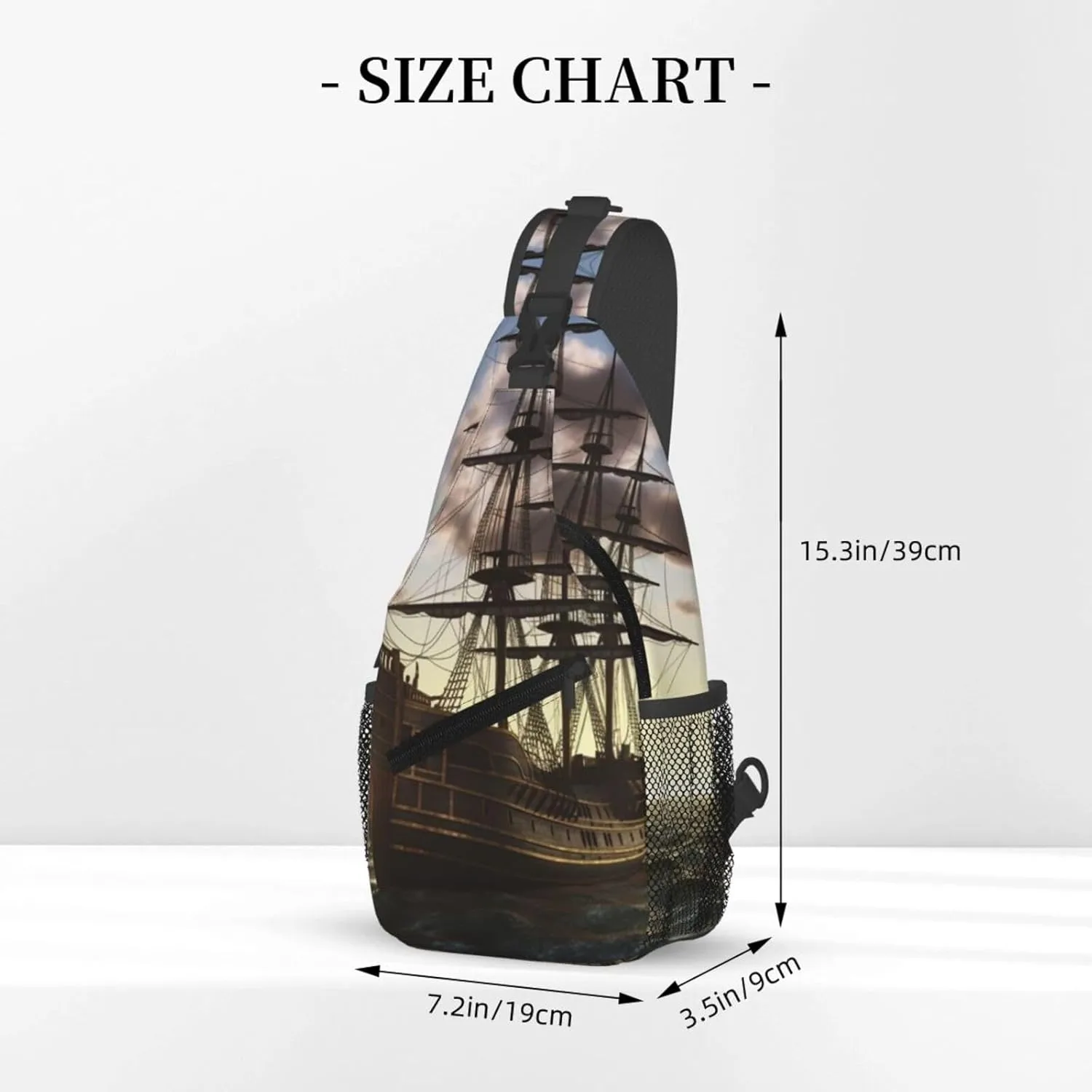 Crossbody Bag for Women Men Pirate Ship1 Chest Bag Crossbody Sling Bag Adjustable Shoulder Bag