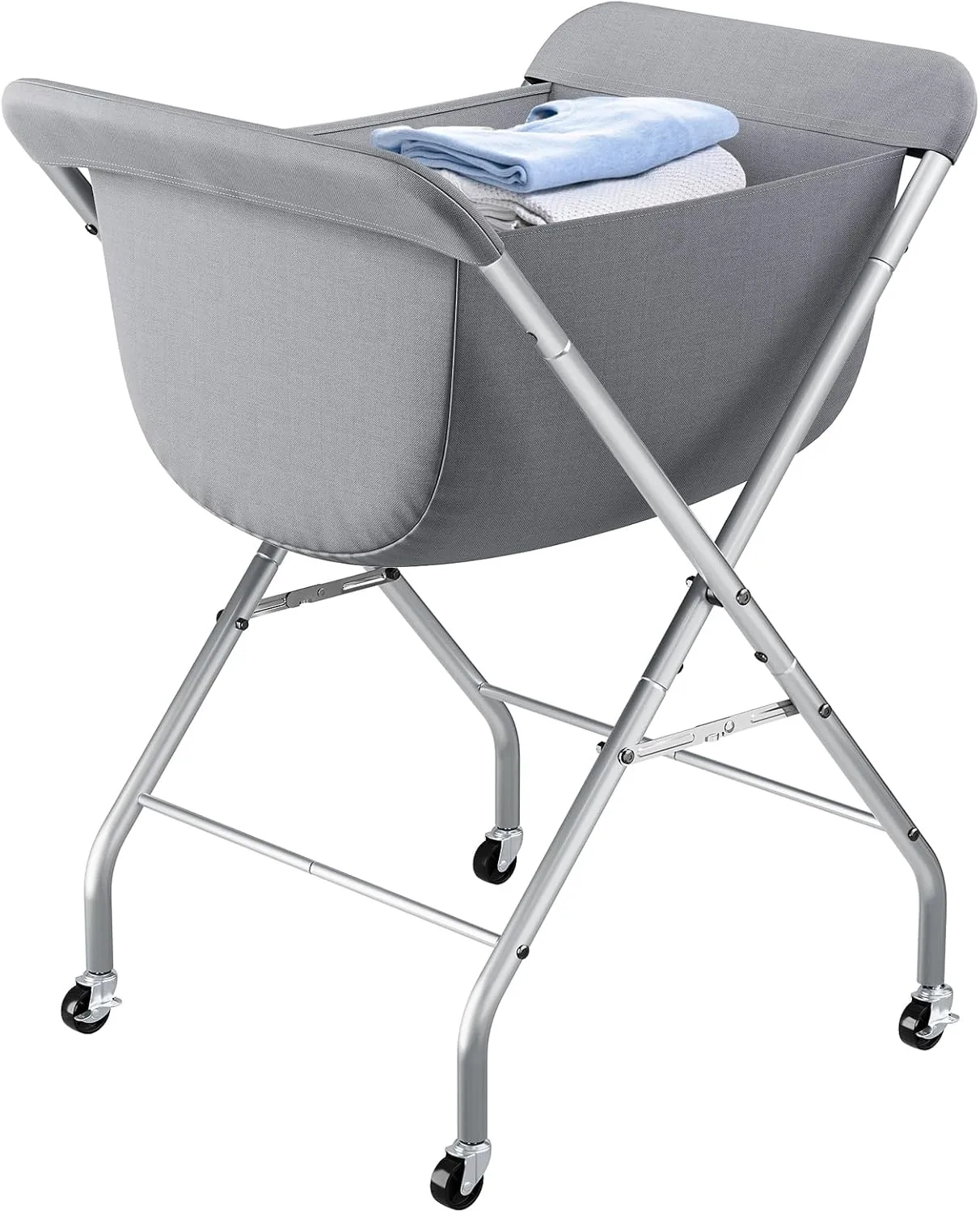 ELYKEN Laundry Cart with Wheels, 33H Easy Rolling Laundry Hamper with Removable Liner Bag, Sturdy Metal Frame Clothes Basket with 4 Casters and 2 Brakes