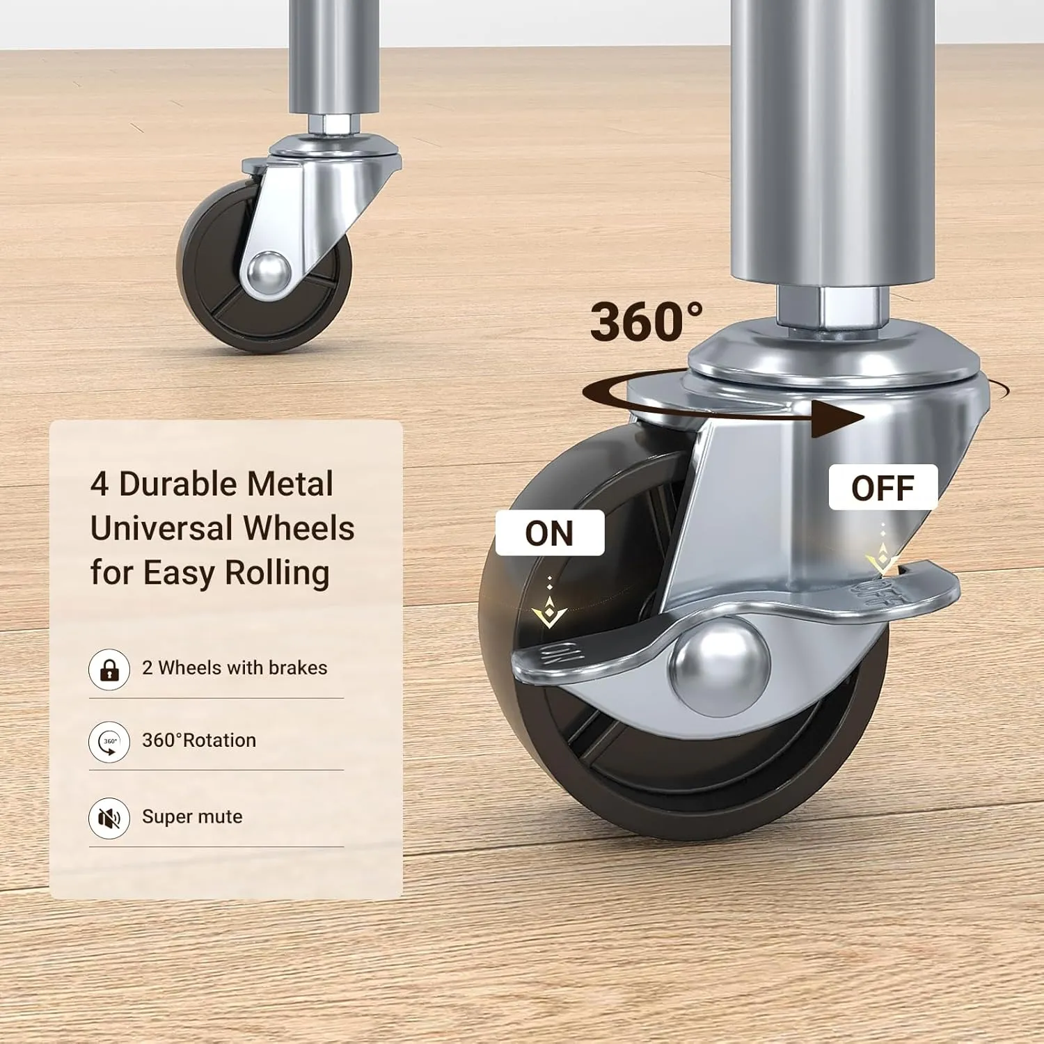 ELYKEN Laundry Cart with Wheels, 33H Easy Rolling Laundry Hamper with Removable Liner Bag, Sturdy Metal Frame Clothes Basket with 4 Casters and 2 Brakes