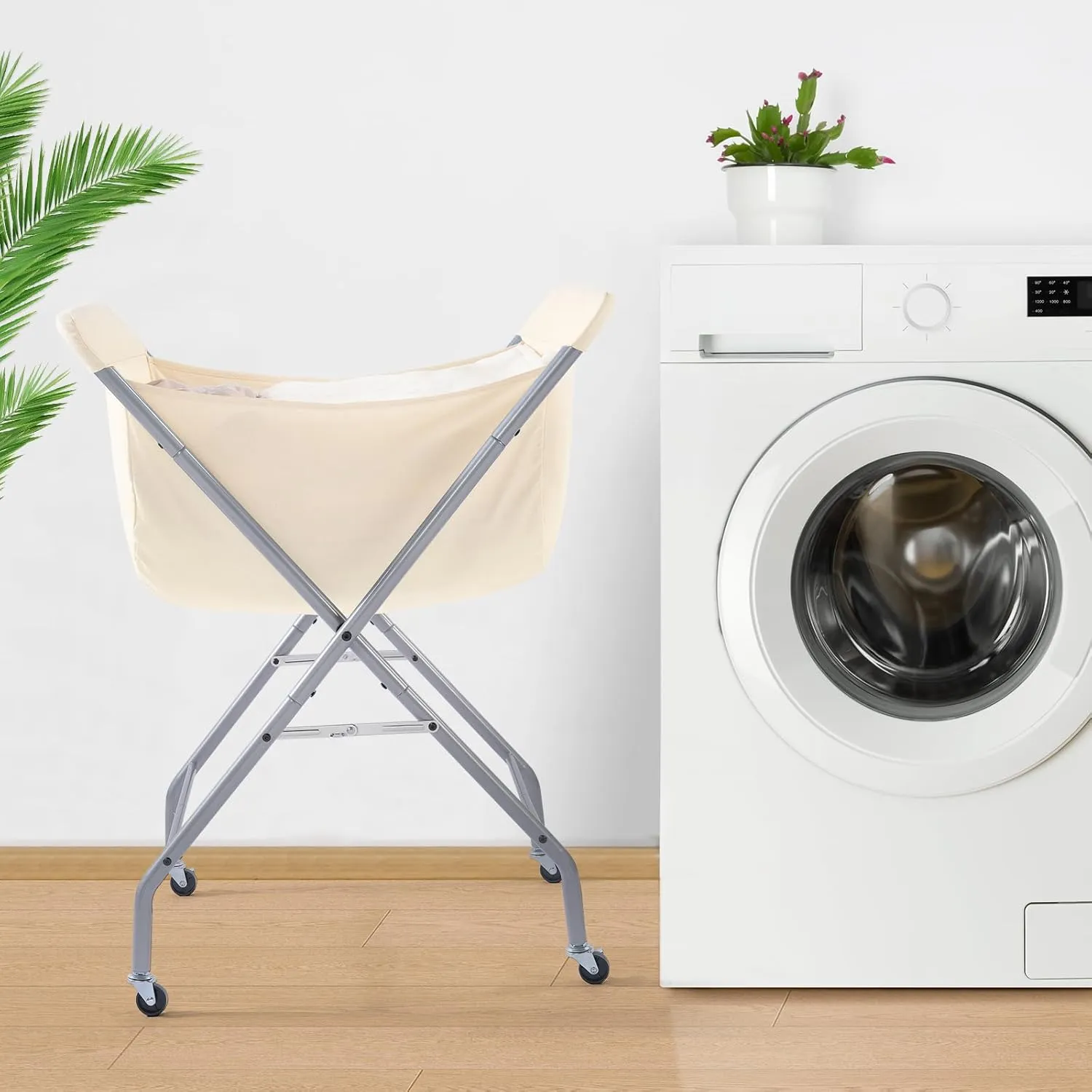 ELYKEN Laundry Cart with Wheels, 33H Easy Rolling Laundry Hamper with Removable Liner Bag, Sturdy Metal Frame Clothes Basket with 4 Casters and 2 Brakes