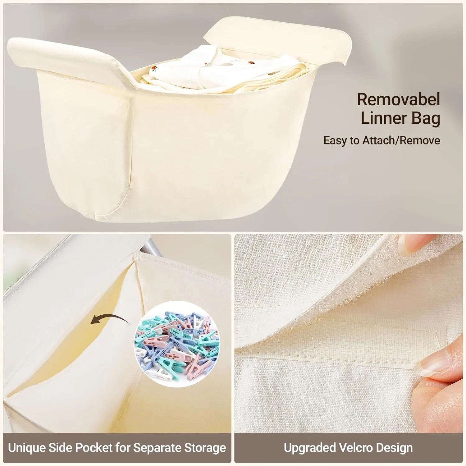 ELYKEN Laundry Cart with Wheels, 33H Easy Rolling Laundry Hamper with Removable Liner Bag, Sturdy Metal Frame Clothes Basket with 4 Casters and 2 Brakes