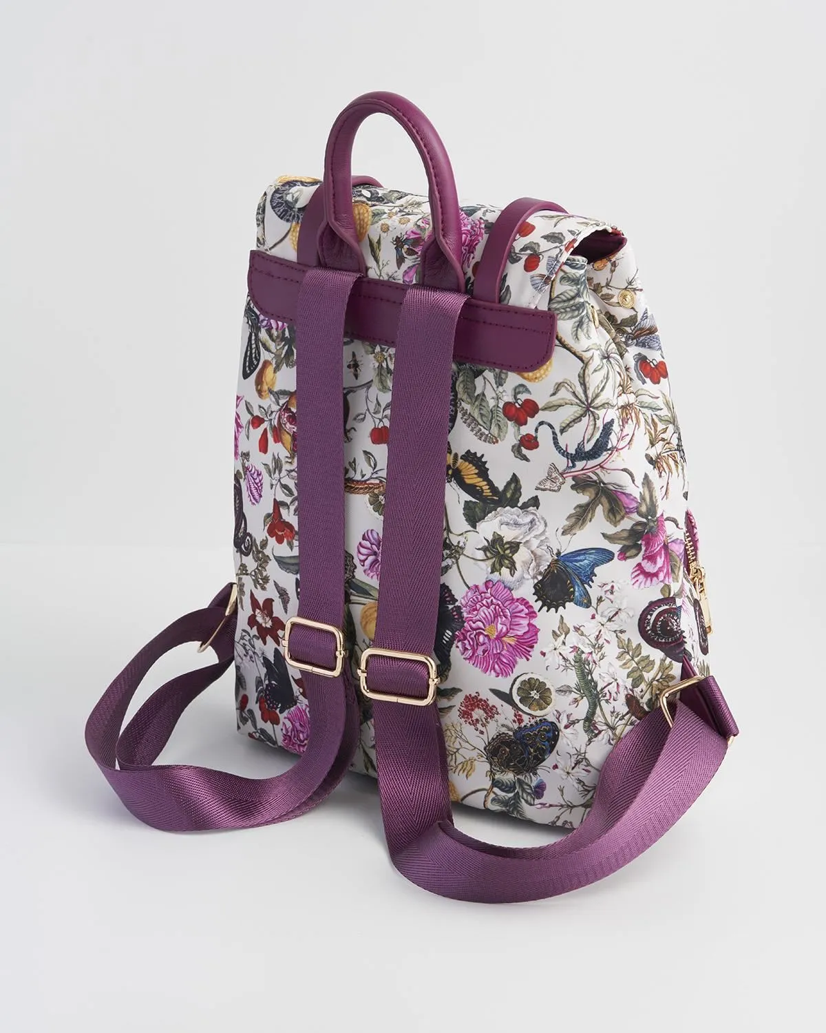 Floral Engravings Small  Plum Backpack