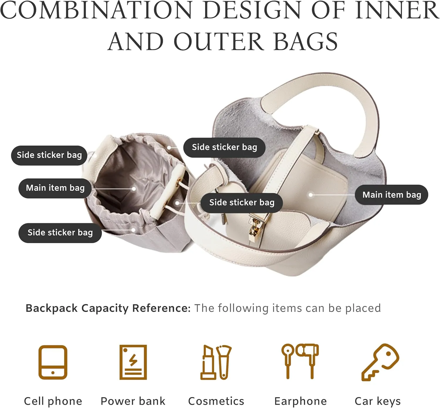 Genuine Leather Bucket BagRuffle Tote BagGenuine Leather Lock DesignVegetable Basket Versatile Shoulder Handbag 