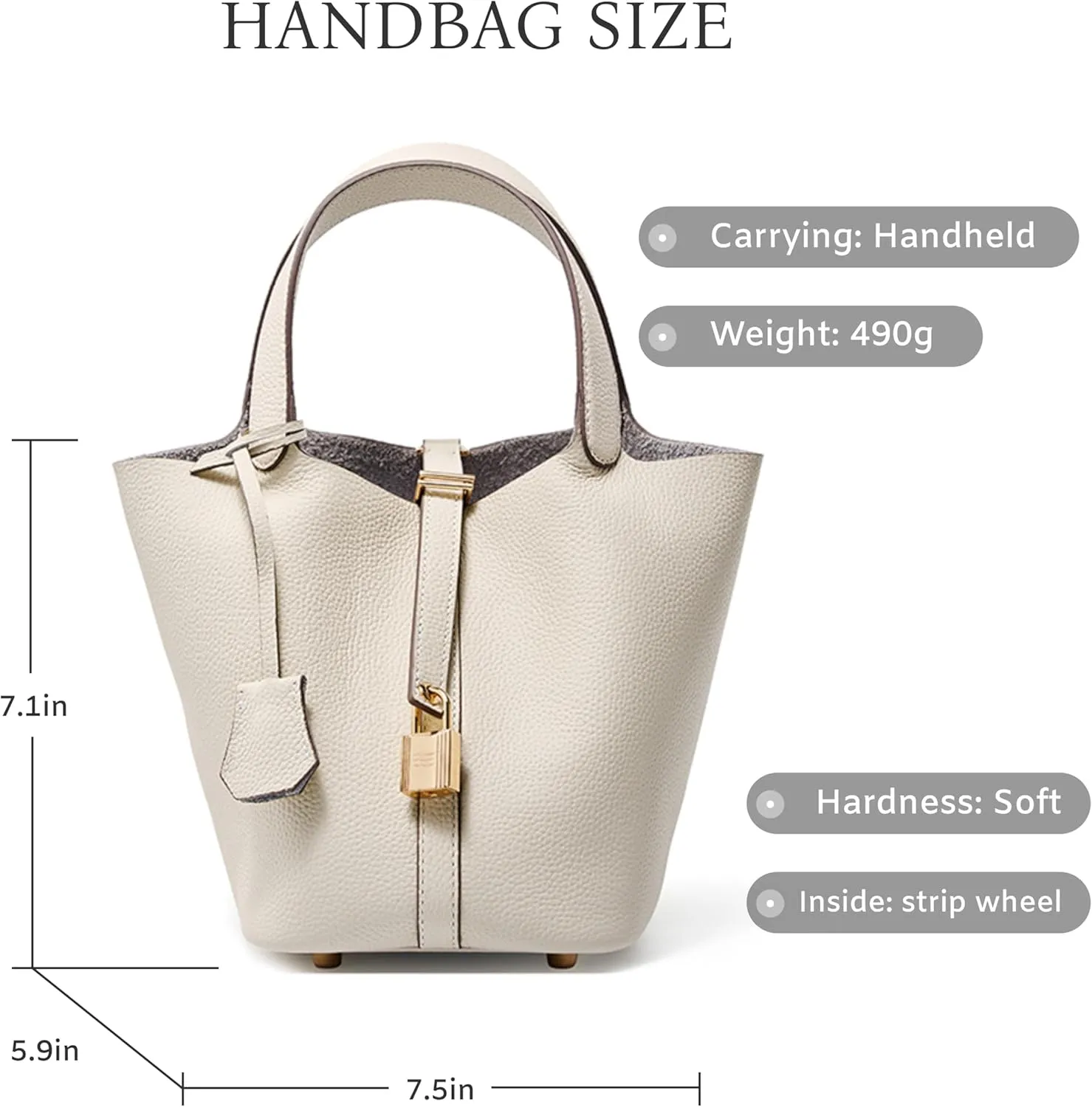 Genuine Leather Bucket BagRuffle Tote BagGenuine Leather Lock DesignVegetable Basket Versatile Shoulder Handbag 