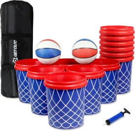 Get Out! Giant Yard Pong Game - Bucket Pong Set, Giant Pong Game for Tailgating, Beach, Picnic, BBQ Parties - Oversized Yard Pong, Giant Bucket Pong with Balls and Bag Included