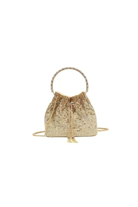 Gold Crystal Mesh Evening Bag
