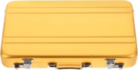 Golden Mini Briefcase Metal Business Card Holder - Portable Aluminum Card Case for Professional Image, Large Capacity, Lasting and Lightweight for Business Meetings and Events