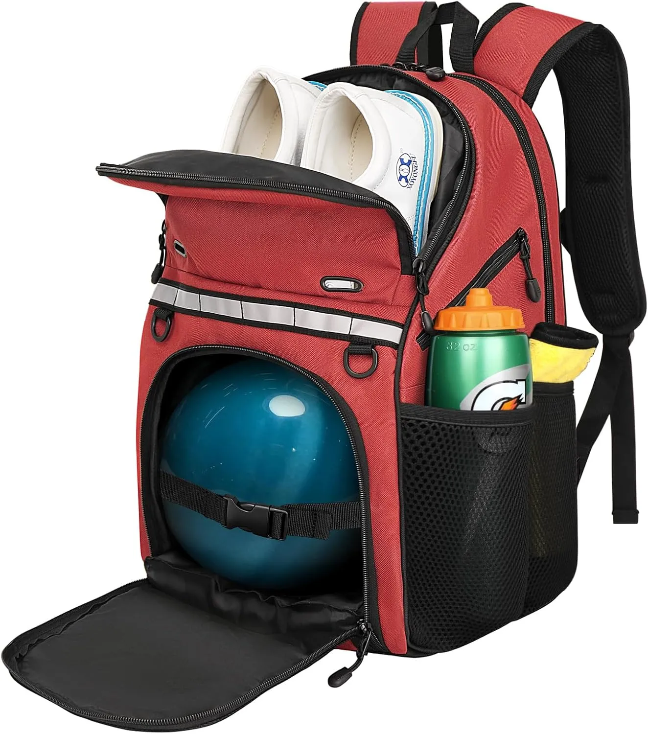 Goloni Bowling Backpack,Single Ball Bowling Bag with Shoe Compartment Up to Size 16,Bowling Bag with Padded Ball Holder