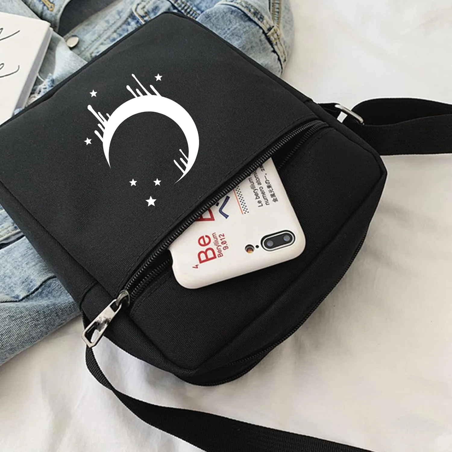 Gothic Crossbody Bag Mini Messenger Bags Goth purse With Adjustable Straps