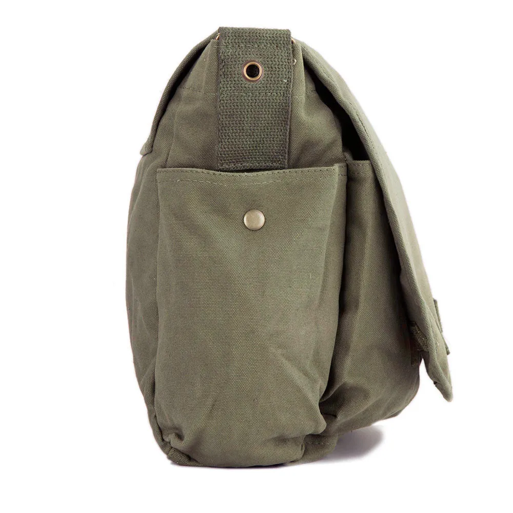 Heart With Dog Paw Puppy Love Army Heavyweight Canvas Messenger Shoulder Bag