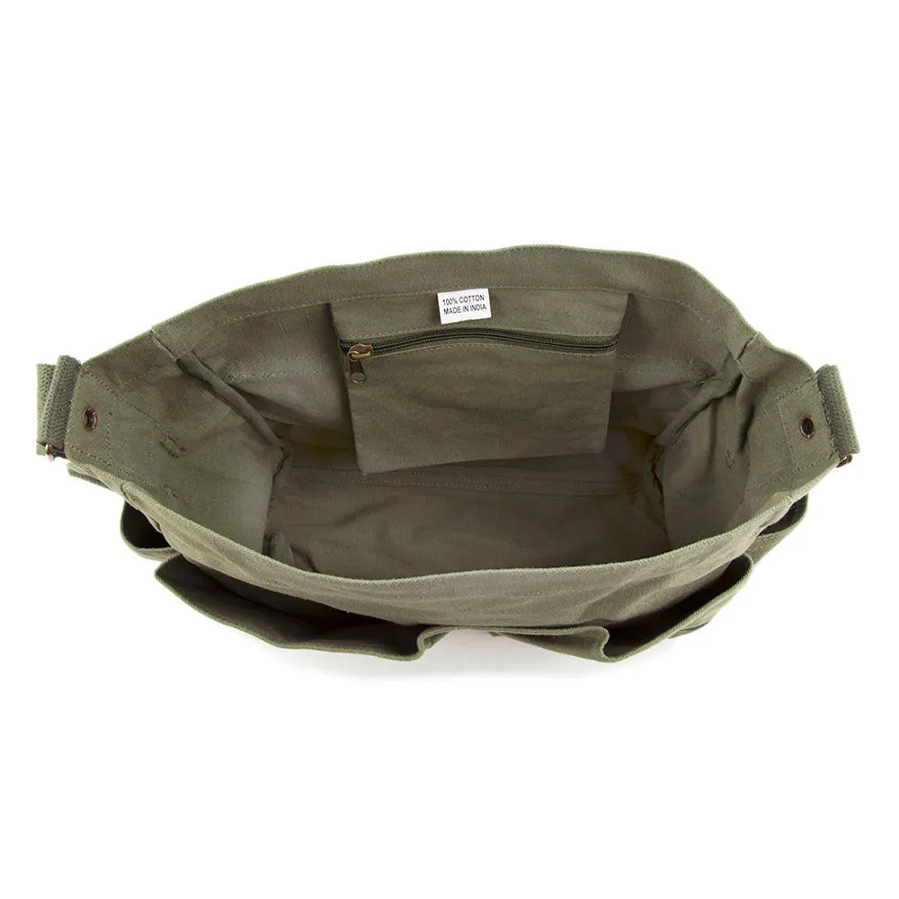 Heart With Dog Paw Puppy Love Army Heavyweight Canvas Messenger Shoulder Bag