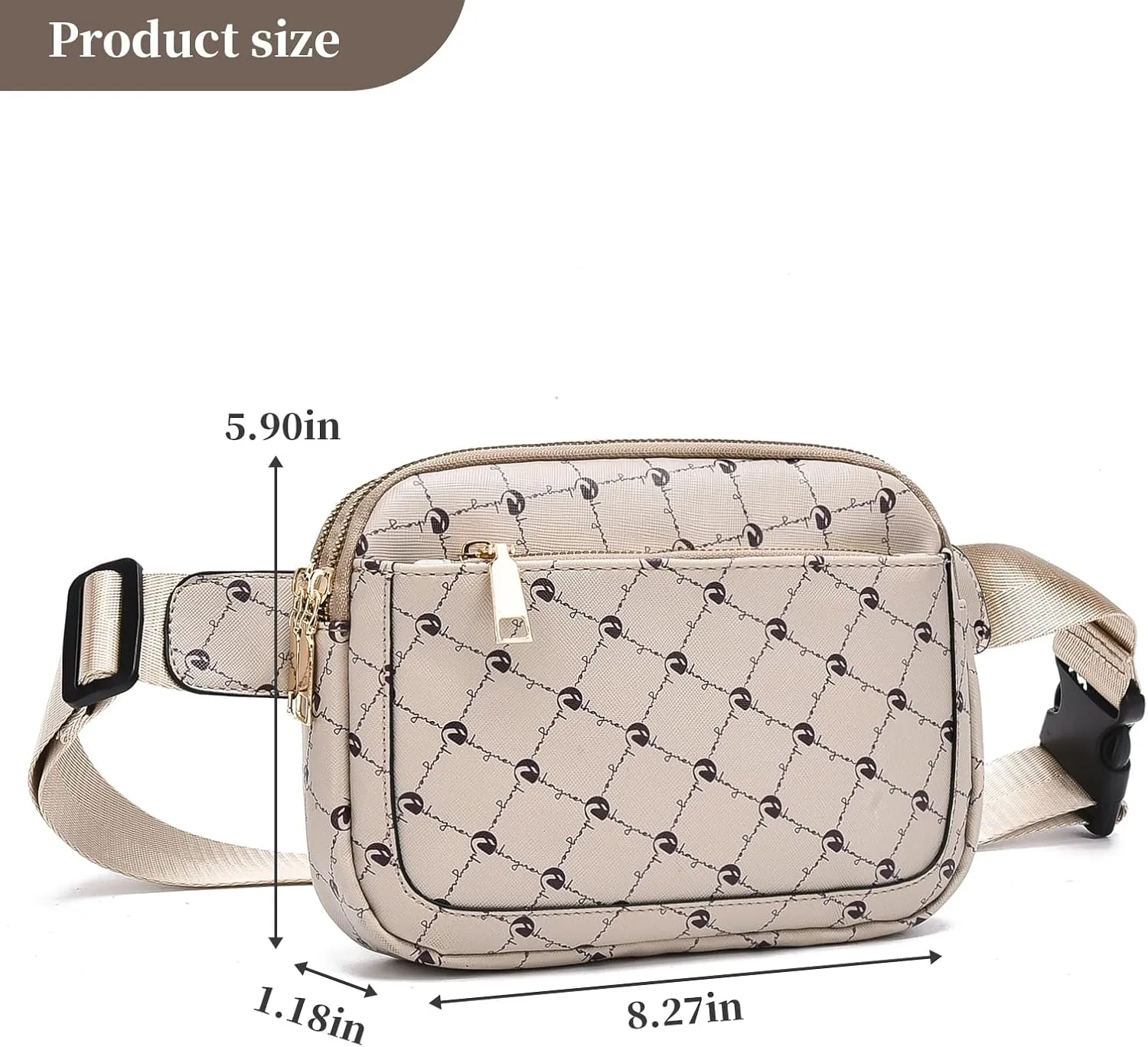 I IHAYNER Cross Body Fanny Pack for Women Fashion Waist Pack Belt Bag for Running Hiking Travel with Adjustable Strap Khaki