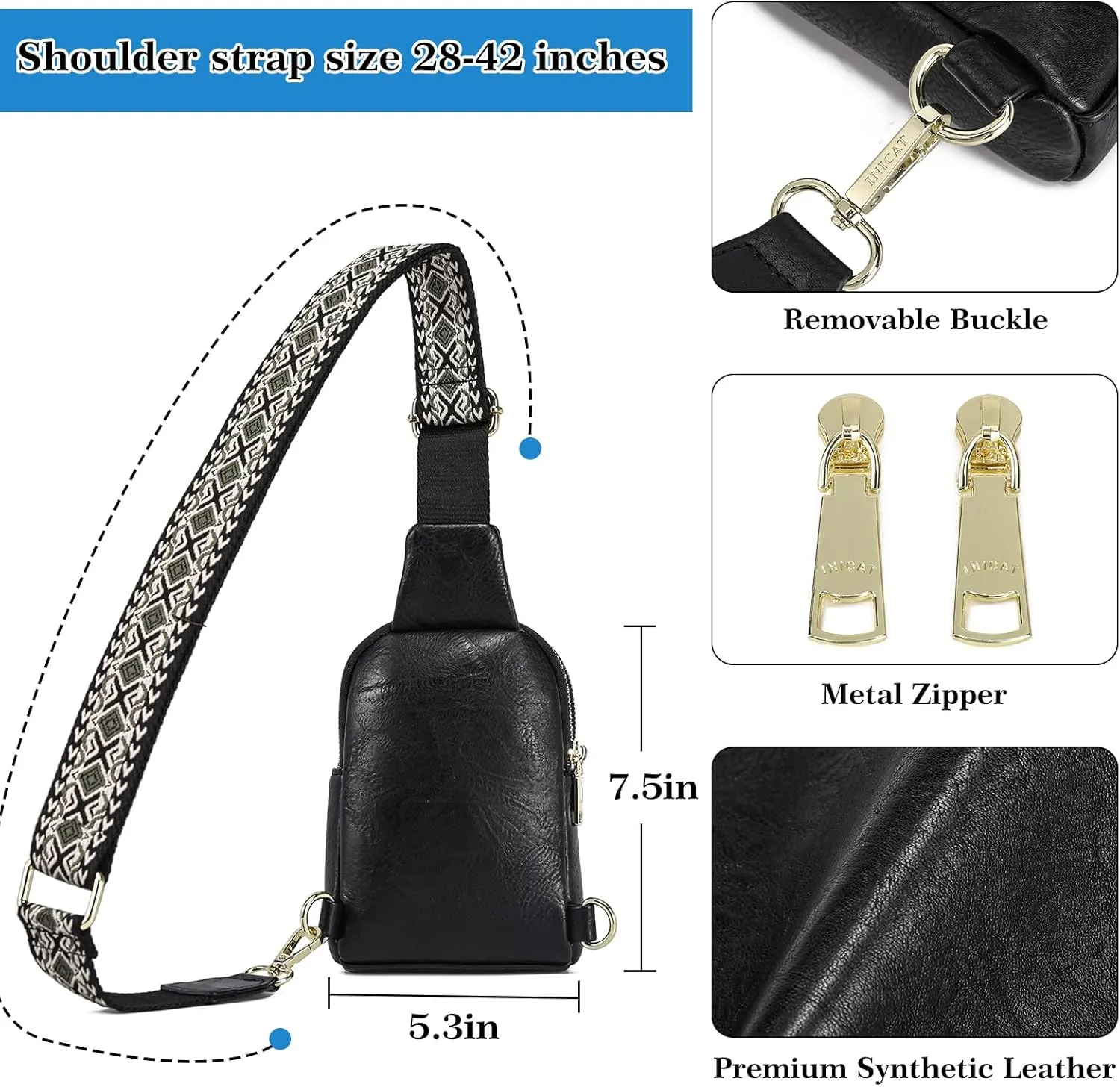 INICAT Travel Small Sling Bag Leather Crossbody Bags for Women Fanny Packs Cross Body Bag for Woman Cross Body Purses