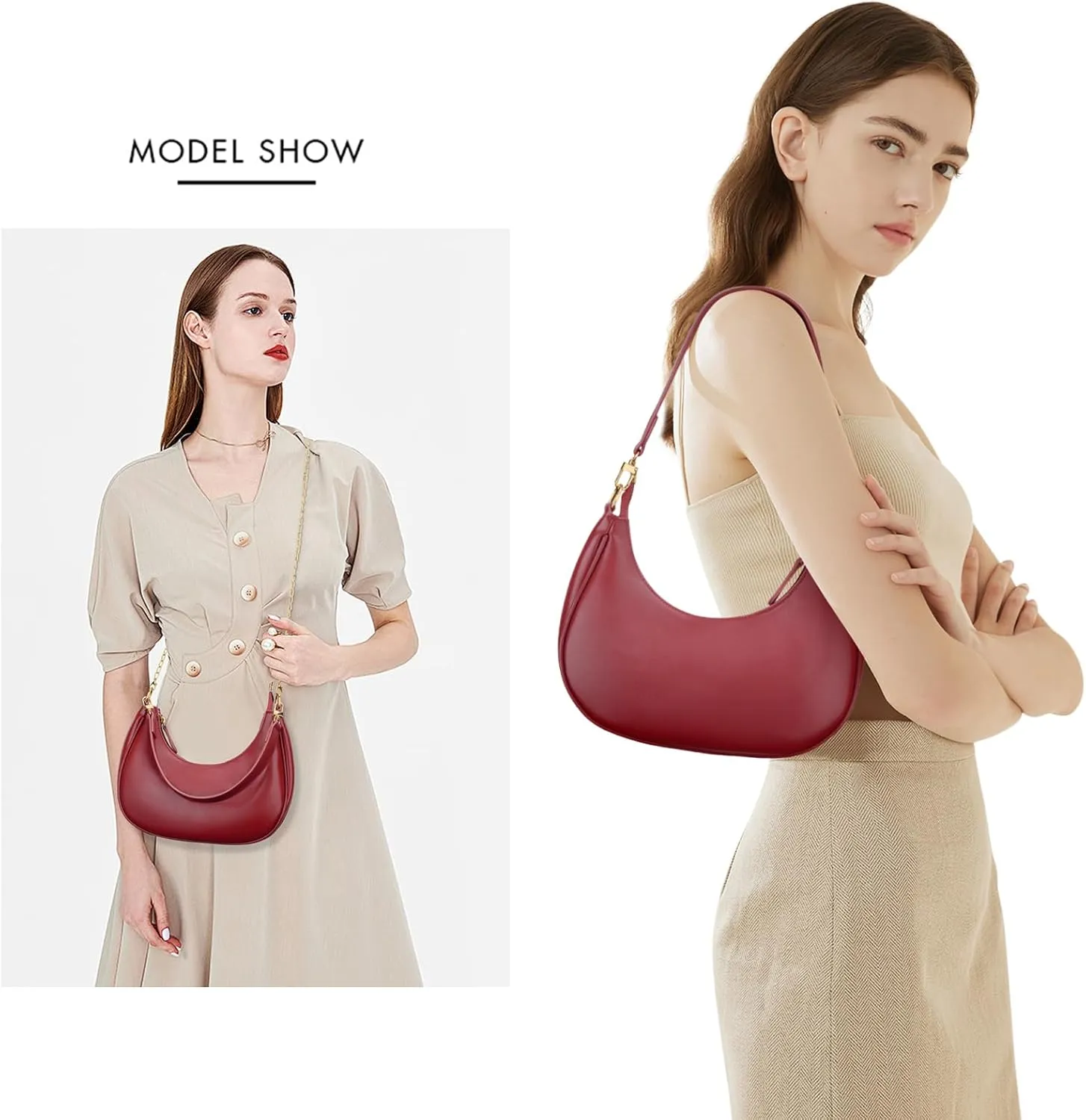 KKXIU Shoulder Bag for Women Small Purse Cute Clutch Hobo Handbag Trendy Crescent Bag
