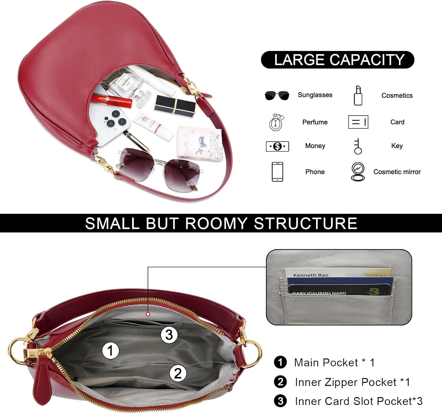 KKXIU Shoulder Bag for Women Small Purse Cute Clutch Hobo Handbag Trendy Crescent Bag