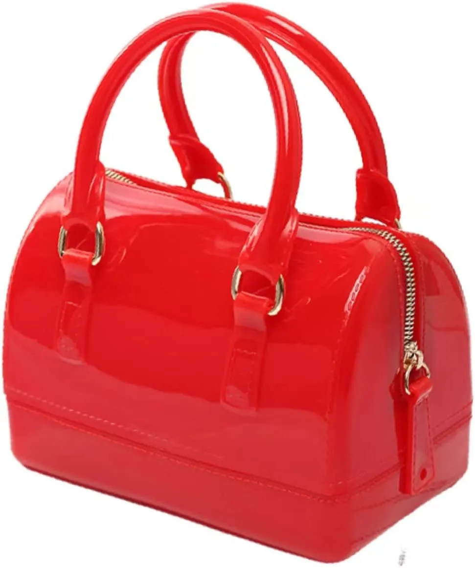 Ladies Summer Jelly Pillow-shaped Top Handle Handbag Candy Color Transparent Crystal Purse