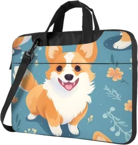 Laptop Case Bag Lovely Corgi Dog,Cute Puppy Briefcase Messenger Notebook Carrying Bag Case Sleeve For Women Men