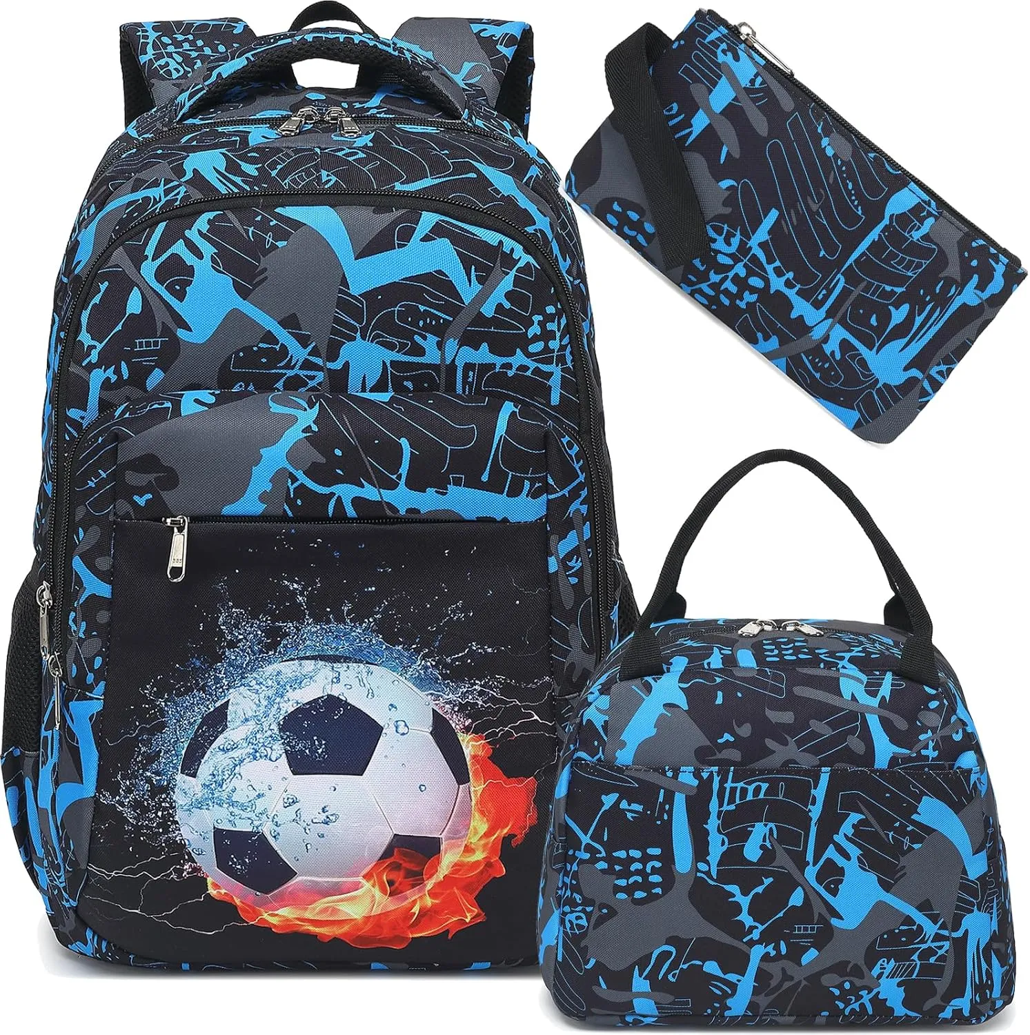 LEDAOU Backpack for Kids Boys Girls School Bags Teen Bookbags Set School Backpack with Lunch Box and Pencil Case