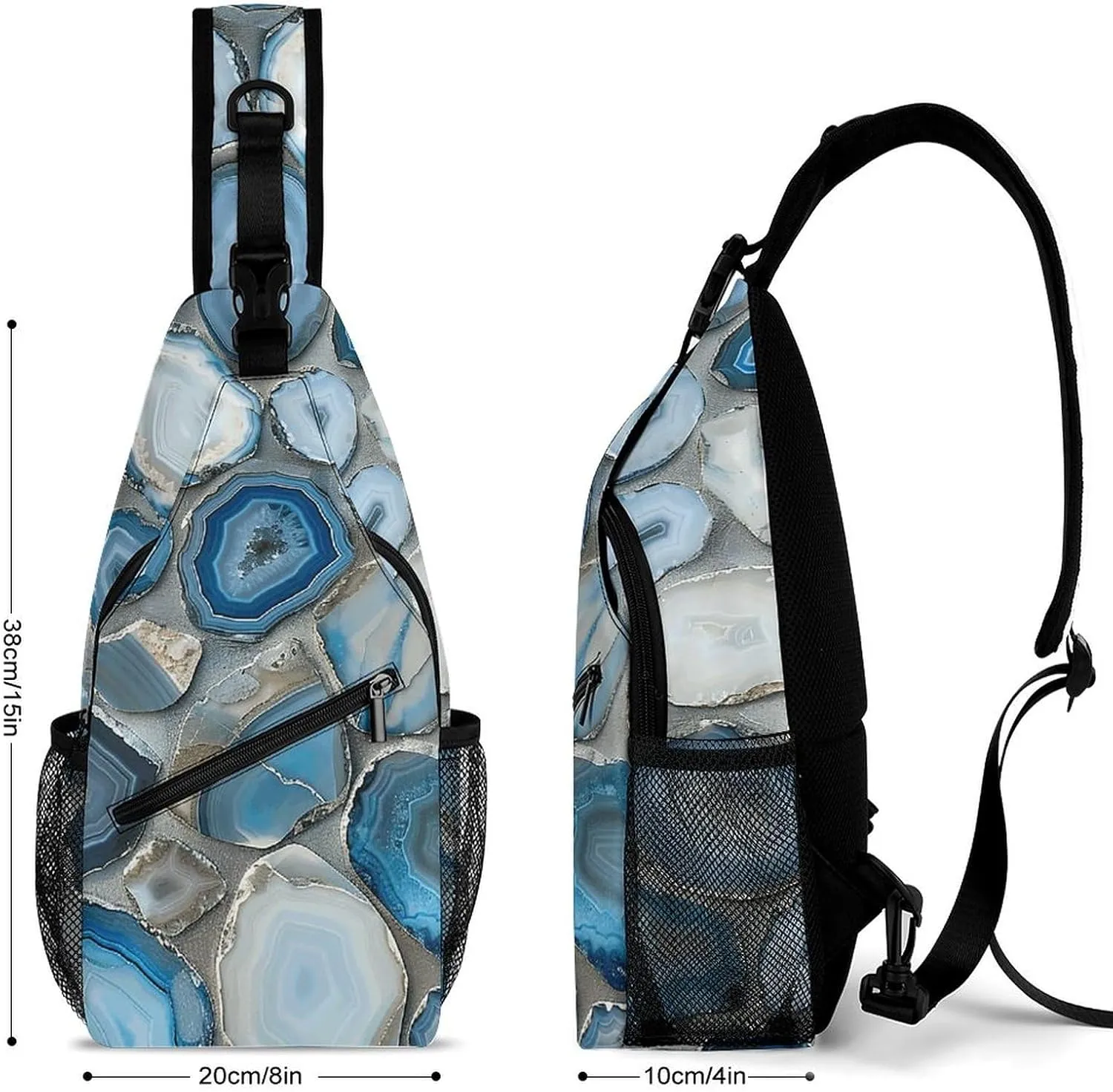 Lightweight Chest Bag Crossbody Bag Agate Slice Pattern Sling Backpack for Women Men Sports Travel