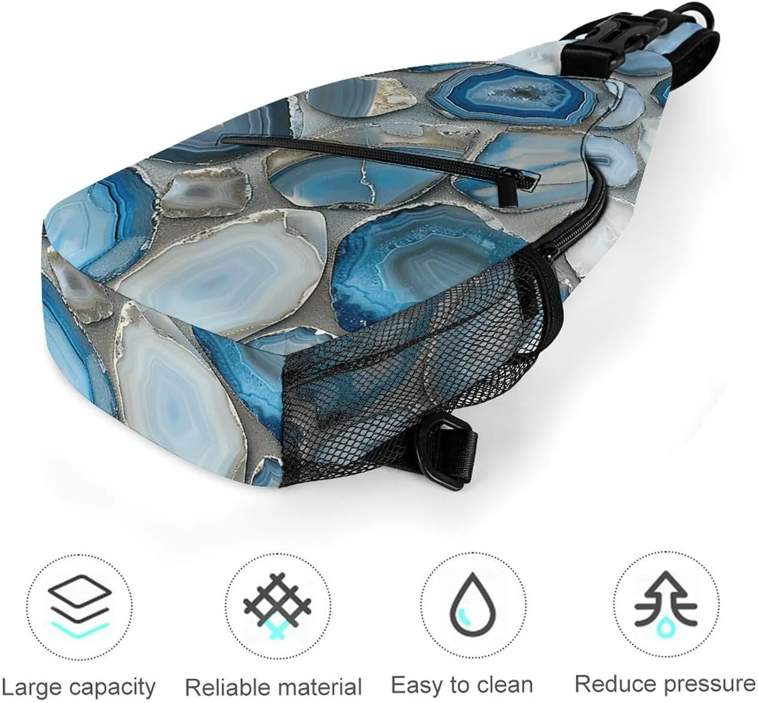 Lightweight Chest Bag Crossbody Bag Agate Slice Pattern Sling Backpack for Women Men Sports Travel