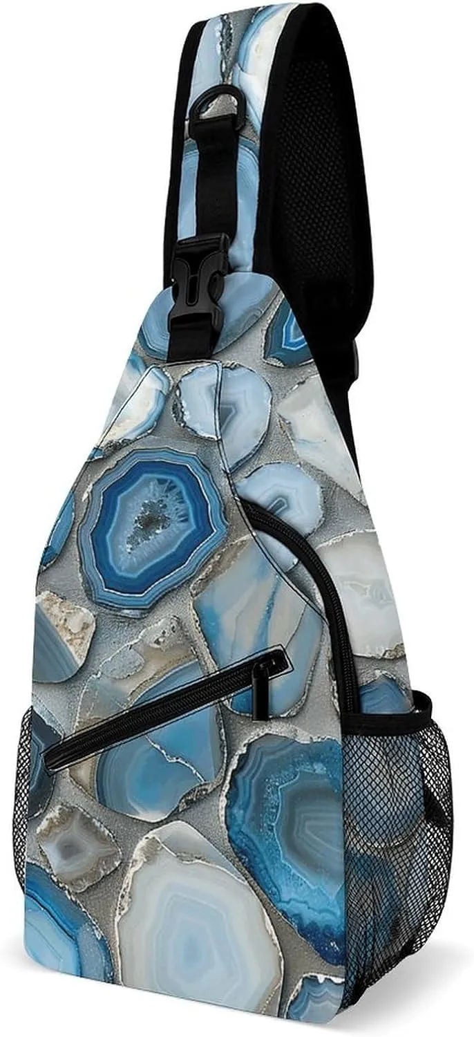 Lightweight Chest Bag Crossbody Bag Agate Slice Pattern Sling Backpack for Women Men Sports Travel