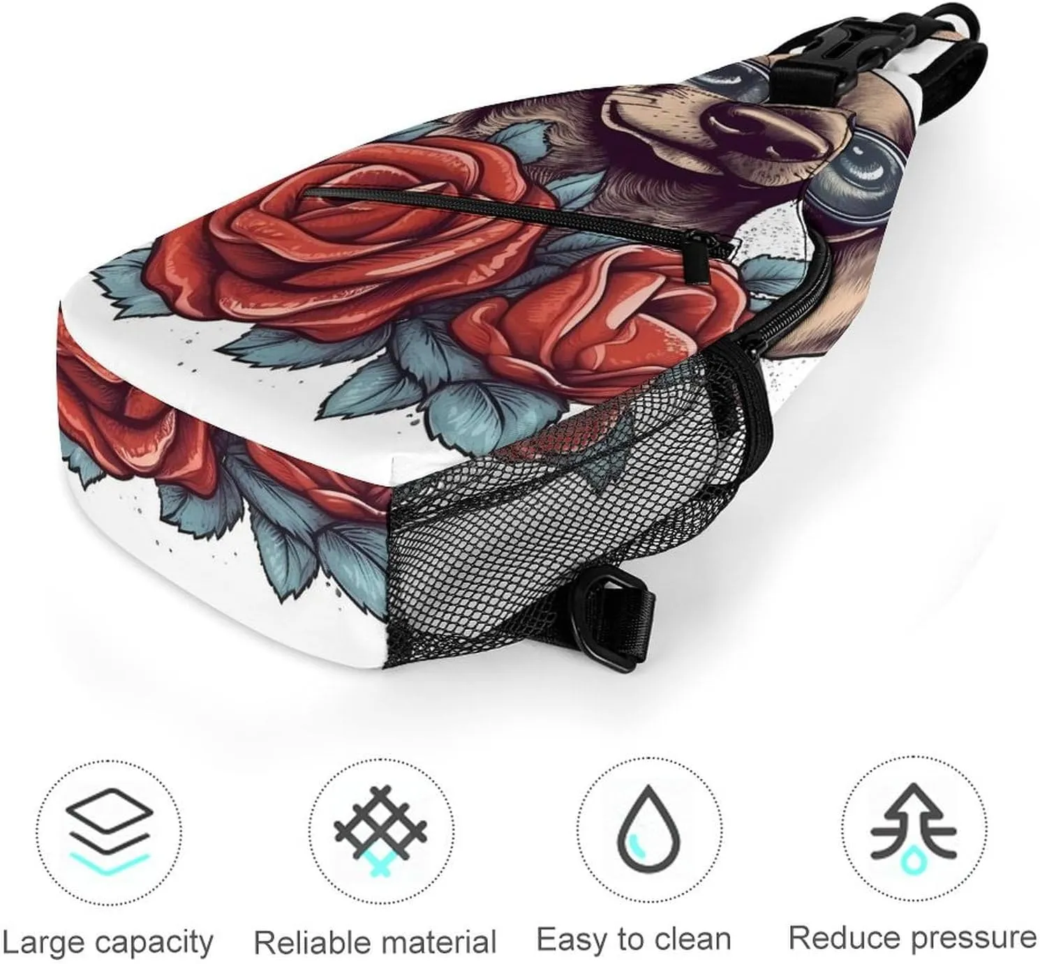 Lightweight Chest Bag Crossbody Bag Dog Wearing Glasses Sling Backpack for Women Men Sports Travel