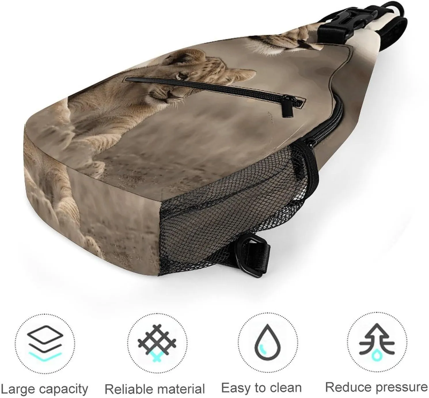 Lightweight Chest Bag Crossbody Bag Lioness with Cub Sling Backpack for Women Men Sports Travel