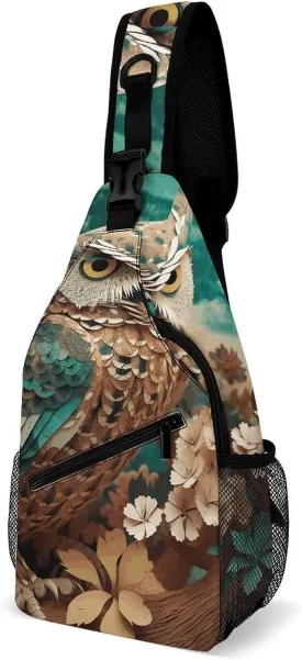 Lightweight Chest Bag Crossbody Bag Owl Sling Backpack for Women Men Sports Travel