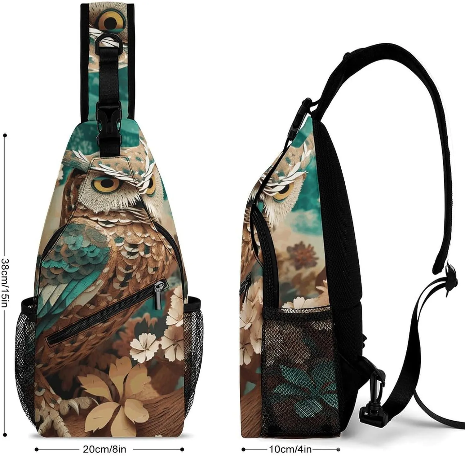 Lightweight Chest Bag Crossbody Bag Owl Sling Backpack for Women Men Sports Travel