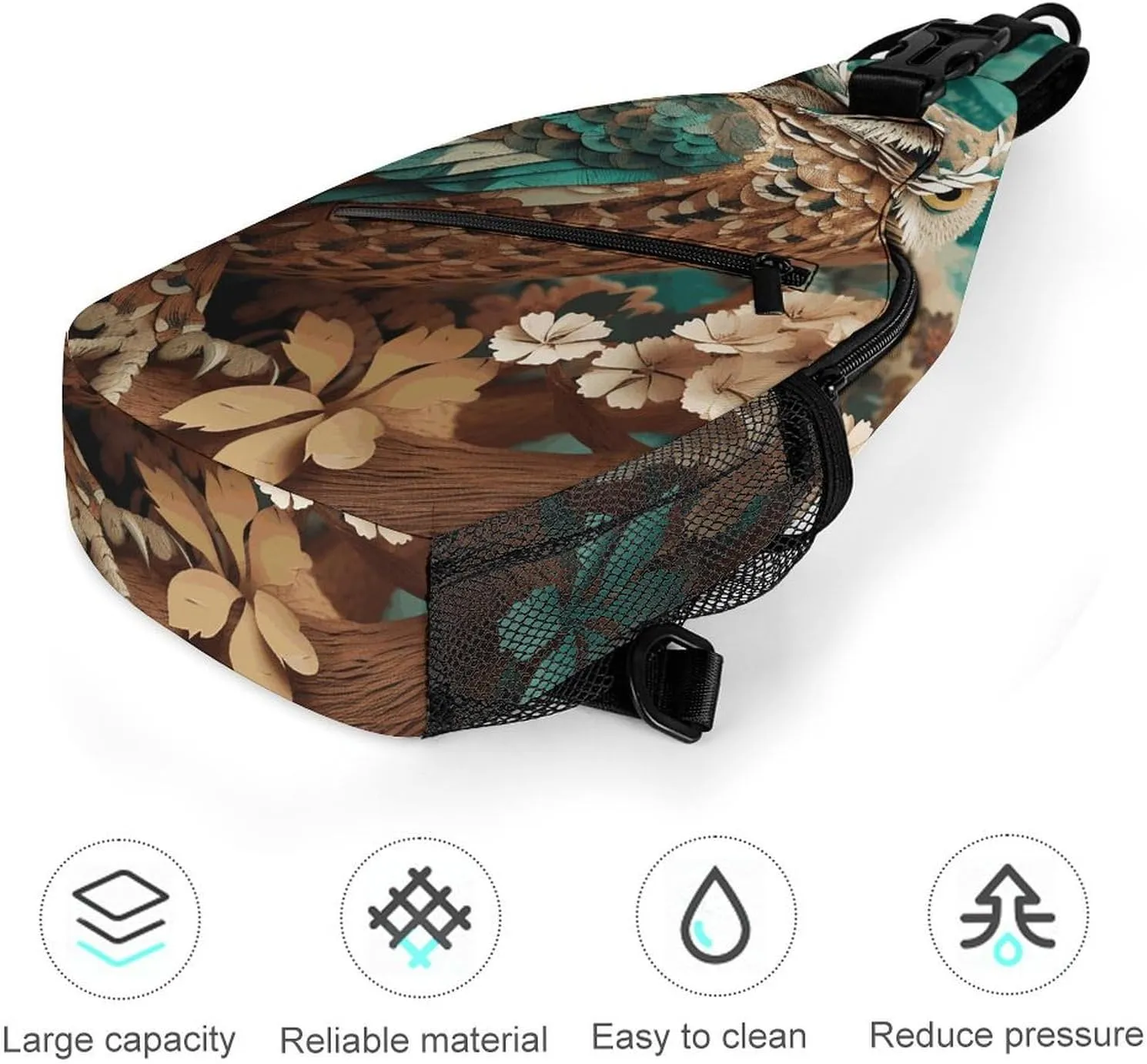 Lightweight Chest Bag Crossbody Bag Owl Sling Backpack for Women Men Sports Travel