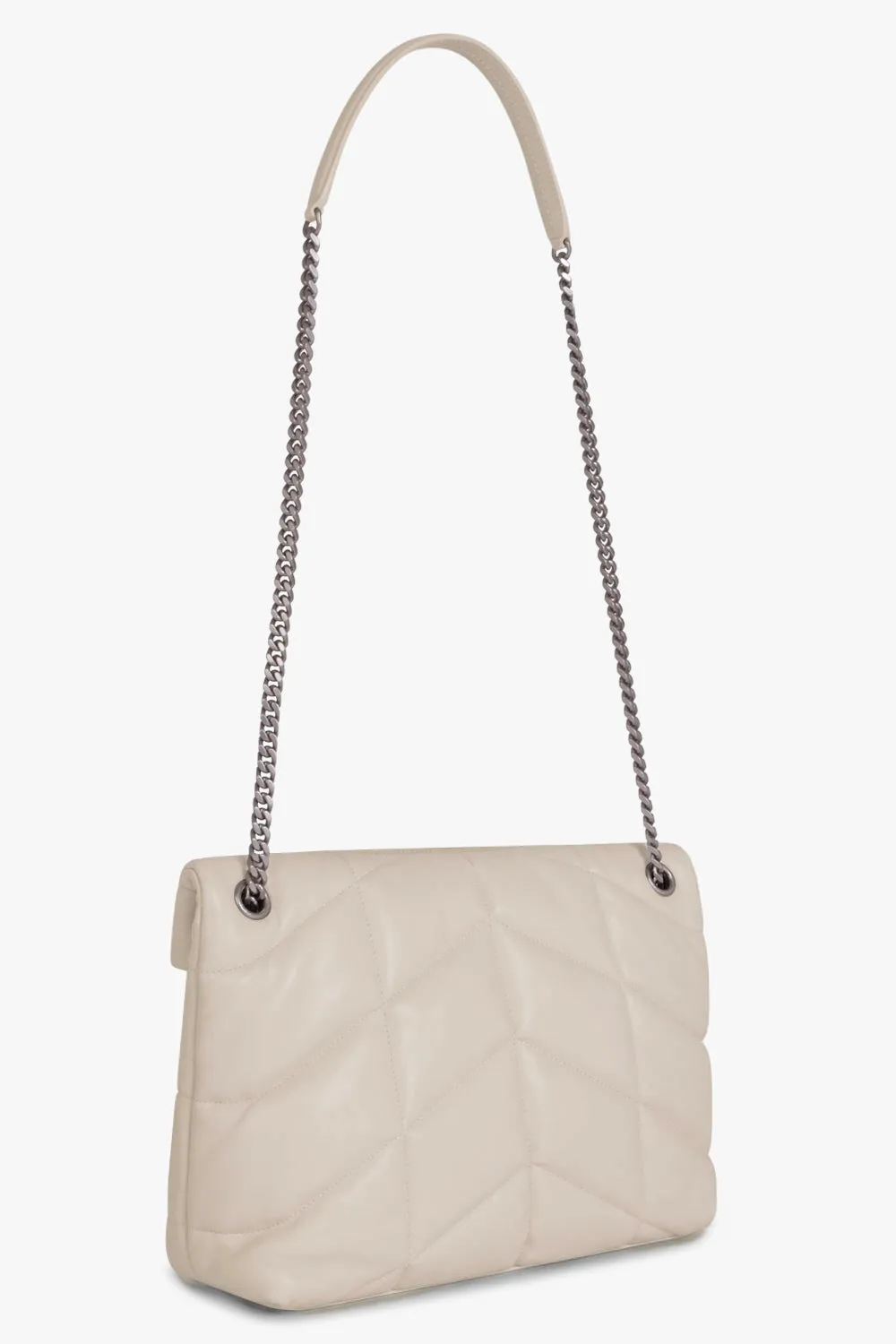 LOULOU MEDIUM PUFFER BAG CREMA/SILVER