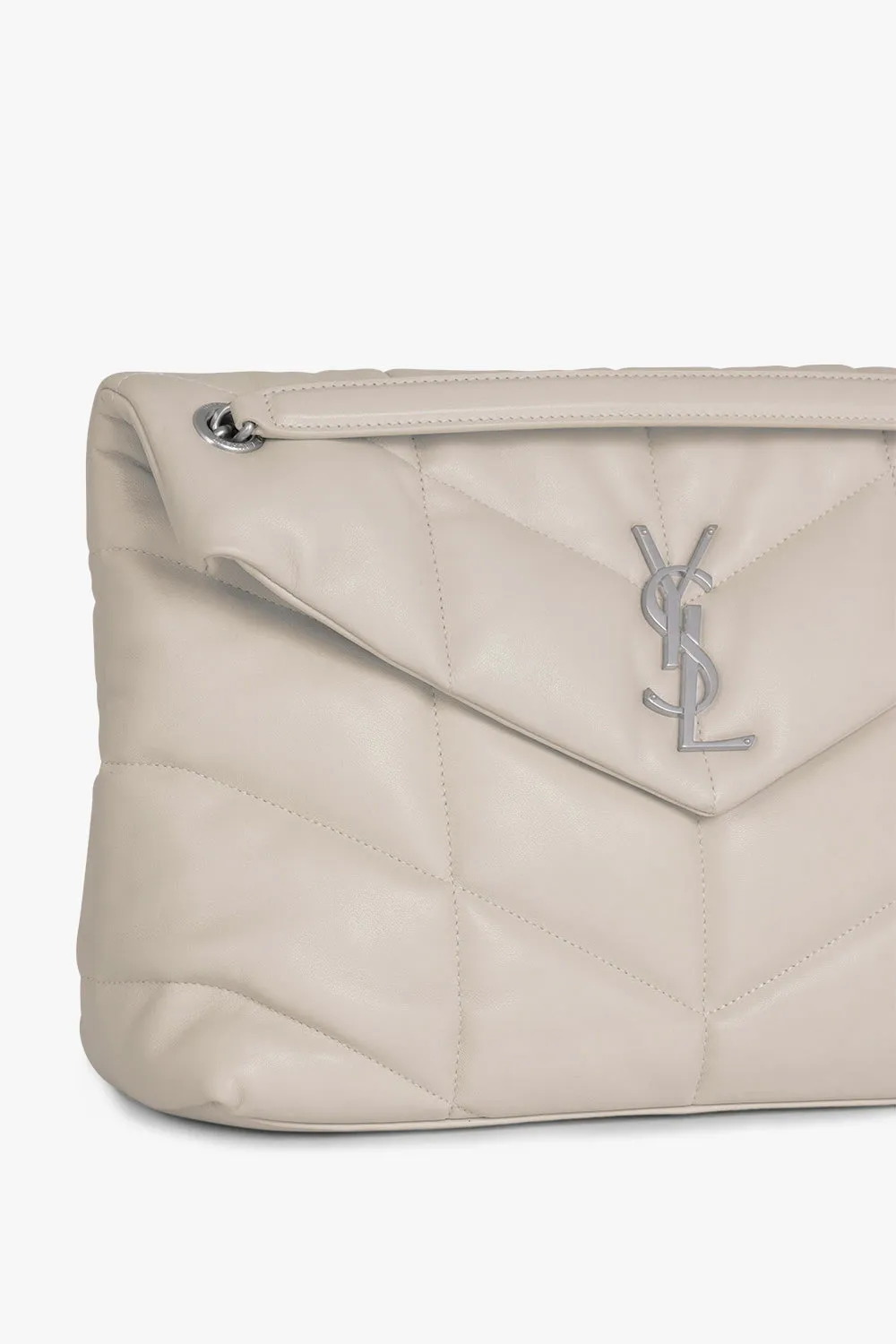 LOULOU MEDIUM PUFFER BAG CREMA/SILVER