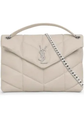LOULOU MEDIUM PUFFER BAG CREMA/SILVER