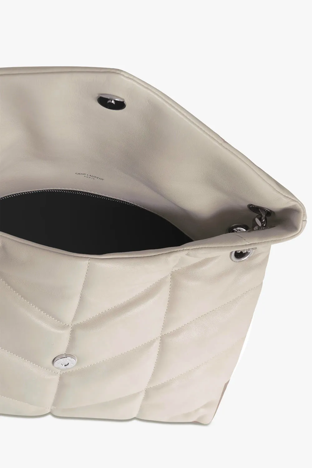 LOULOU MEDIUM PUFFER BAG CREMA/SILVER