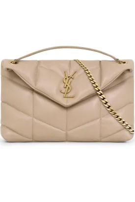 LOULOU SMALL PUFFER BAG | DARK BEIGE/GOLD