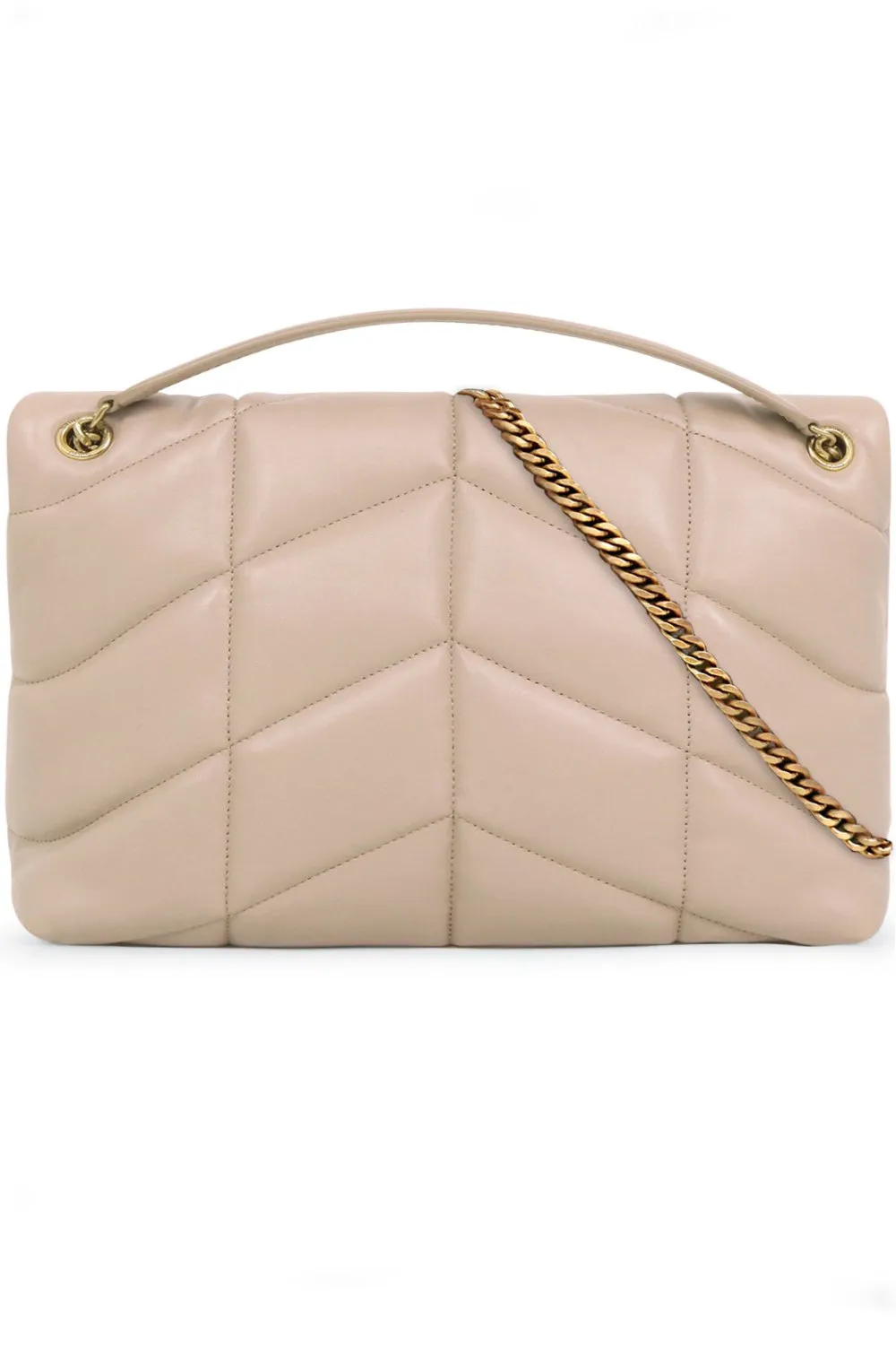 LOULOU SMALL PUFFER BAG | DARK BEIGE/GOLD