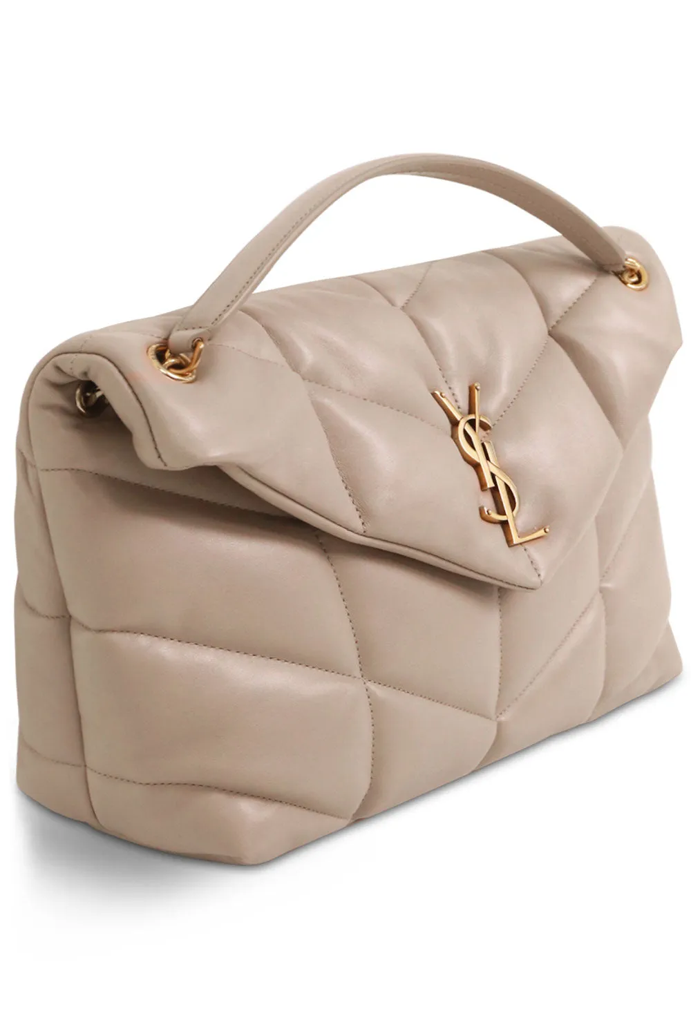 LOULOU SMALL PUFFER BAG | DARK BEIGE/GOLD