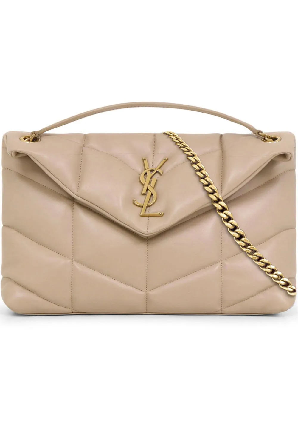 LOULOU SMALL PUFFER BAG | DARK BEIGE/GOLD