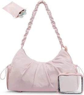 LOVEVOOK Gym Bag for Women, Sports Duffel Bag,Weekender Travel Bag With Wet Pocket, Water Resistant Sports Gym Tote Bags with Hidden Yoga Mat Holder-Pink