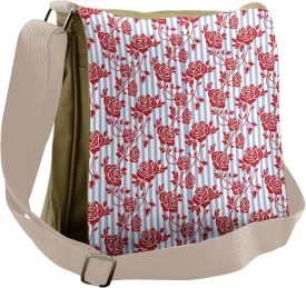 Lunarable Modern Messenger Bag, Rose Ivy Plant Romantic Art, Unisex Cross-body