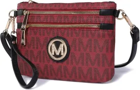 MKF Crossbody Bag for Women, Wristlet Strap  PU Leather Shoulder Handbag  Small Pocketbook Messenger Purse Black