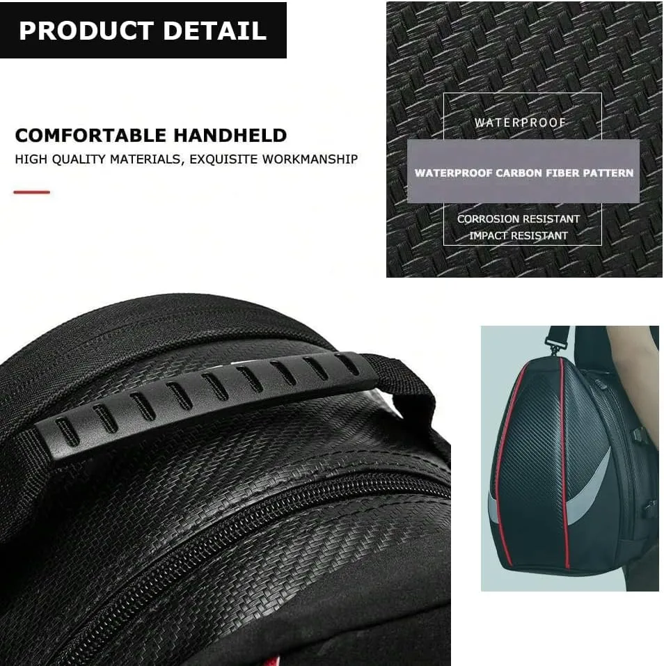 Motorcycle Tail Bag for Suzuki DR Z 110 2003-2005, Large Capacity Water-Resistant Wear-Resistant Motorcycle Helmet Bag, Expandable Rear Seat Storage Luggage Backpack,A Red Black