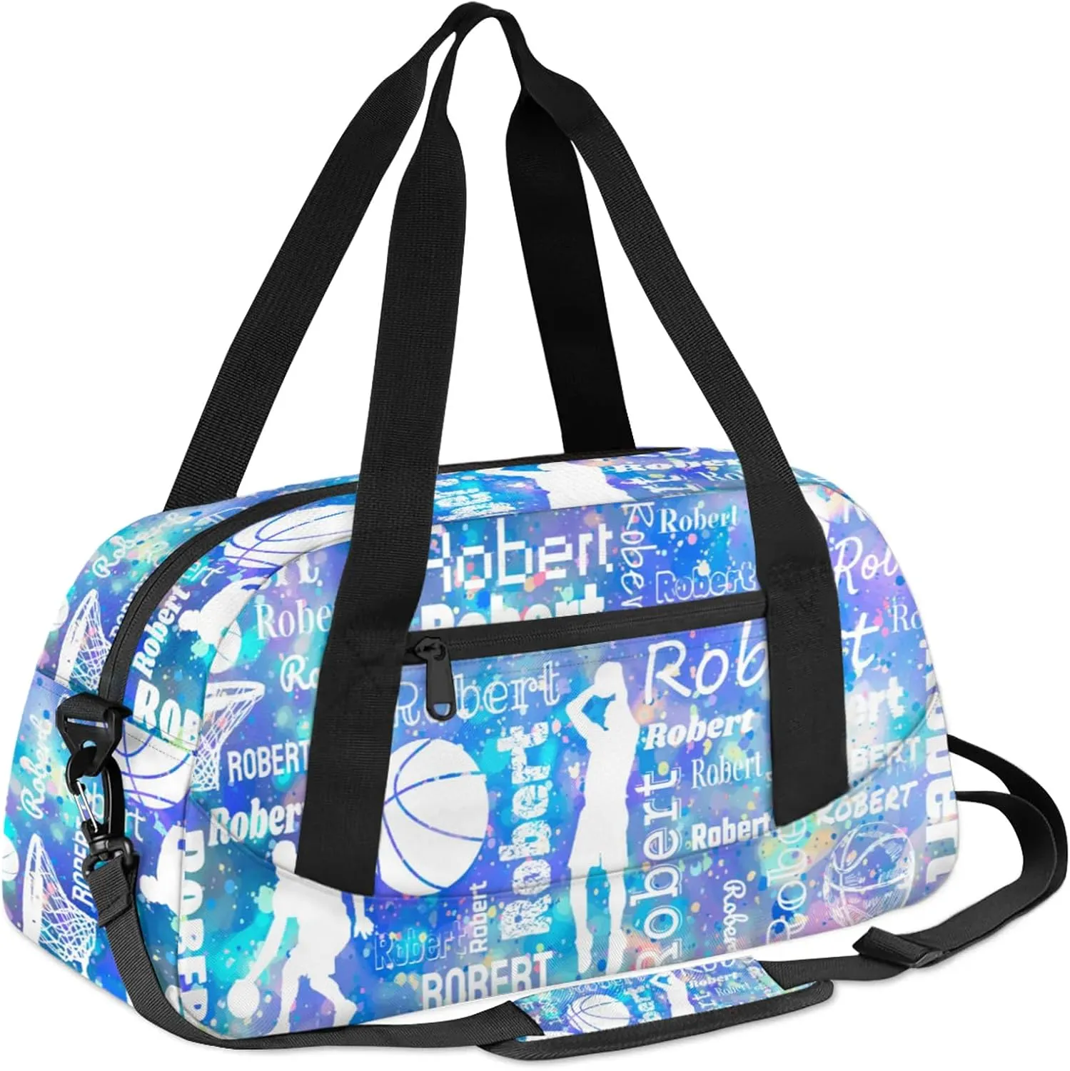 Personalized Basketball Sport Duffel Bag Custom Sports Bag Travel Overnight Shoulder Bags Customized Gifts for Women Men, Colorful Glitter