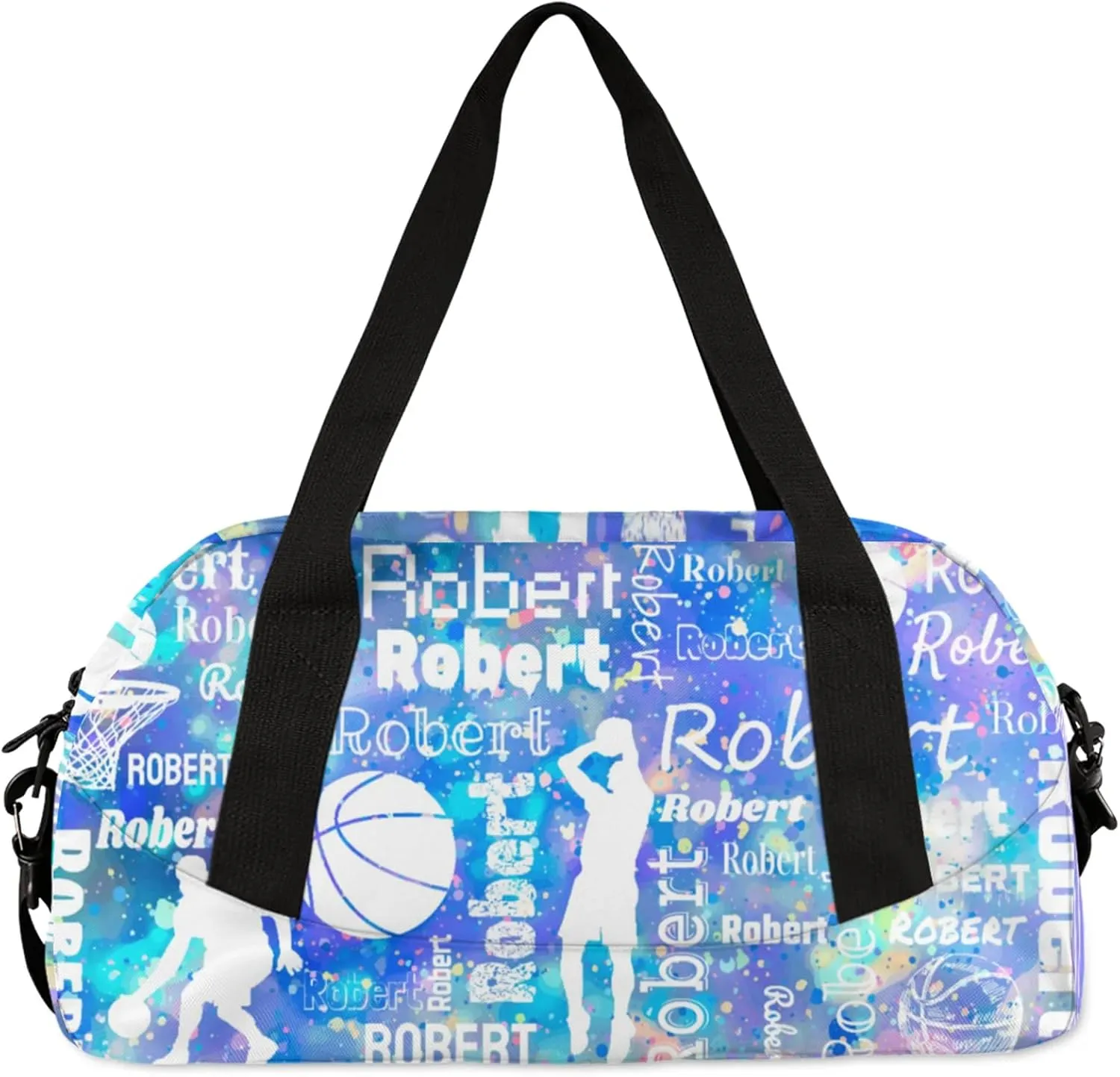 Personalized Basketball Sport Duffel Bag Custom Sports Bag Travel Overnight Shoulder Bags Customized Gifts for Women Men, Colorful Glitter