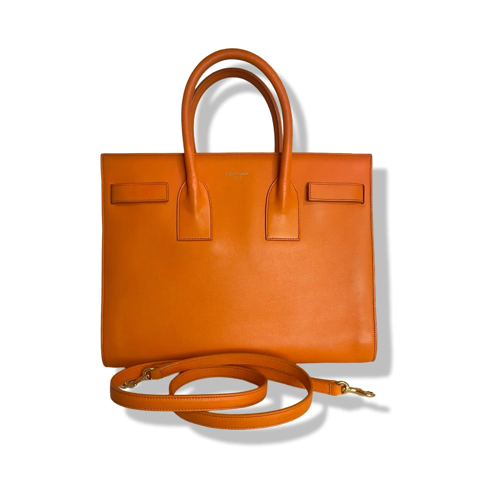 Pre-Owned Saint Laurent Small Sac de Jour Shoulder Bag Orange Calf Leather - YSL1100