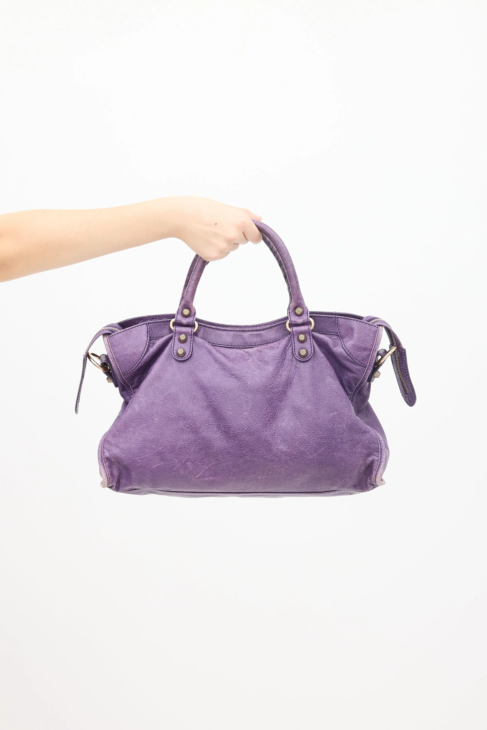 Purple Leather City Bag