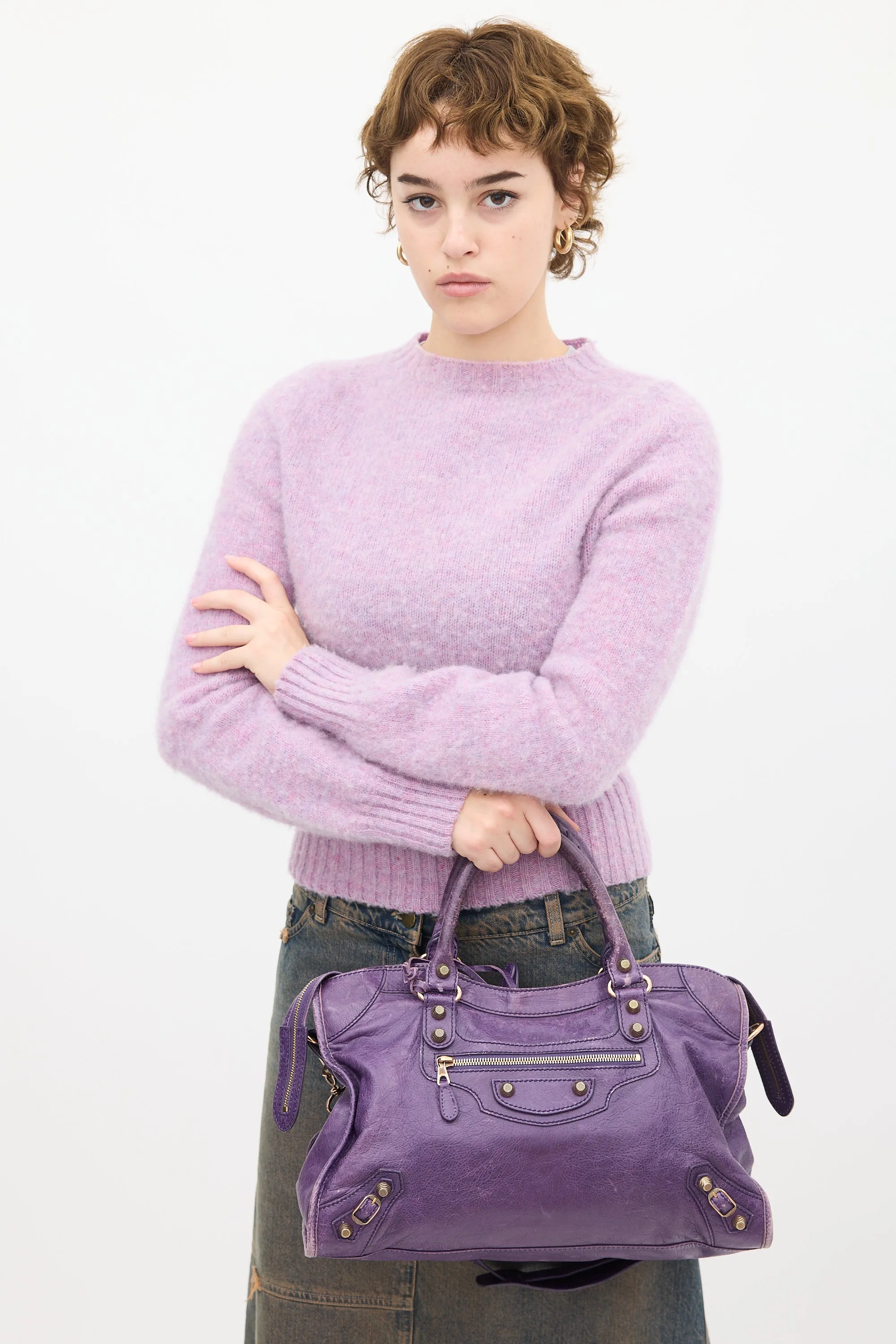 Purple Leather City Bag
