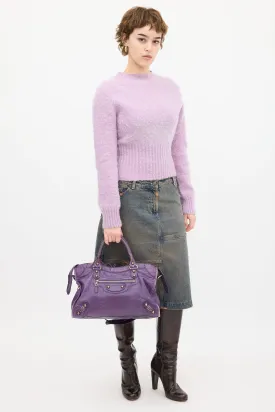 Purple Leather City Bag