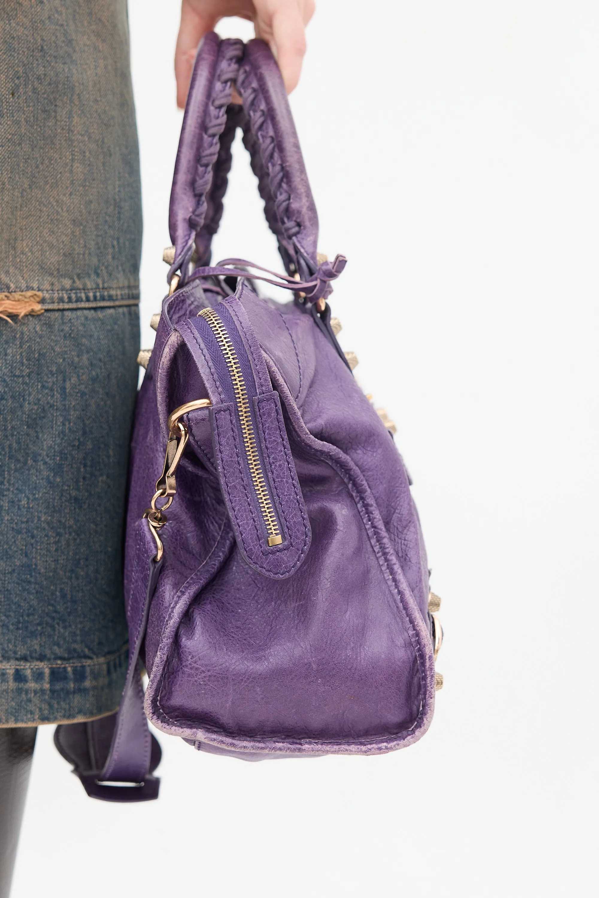 Purple Leather City Bag