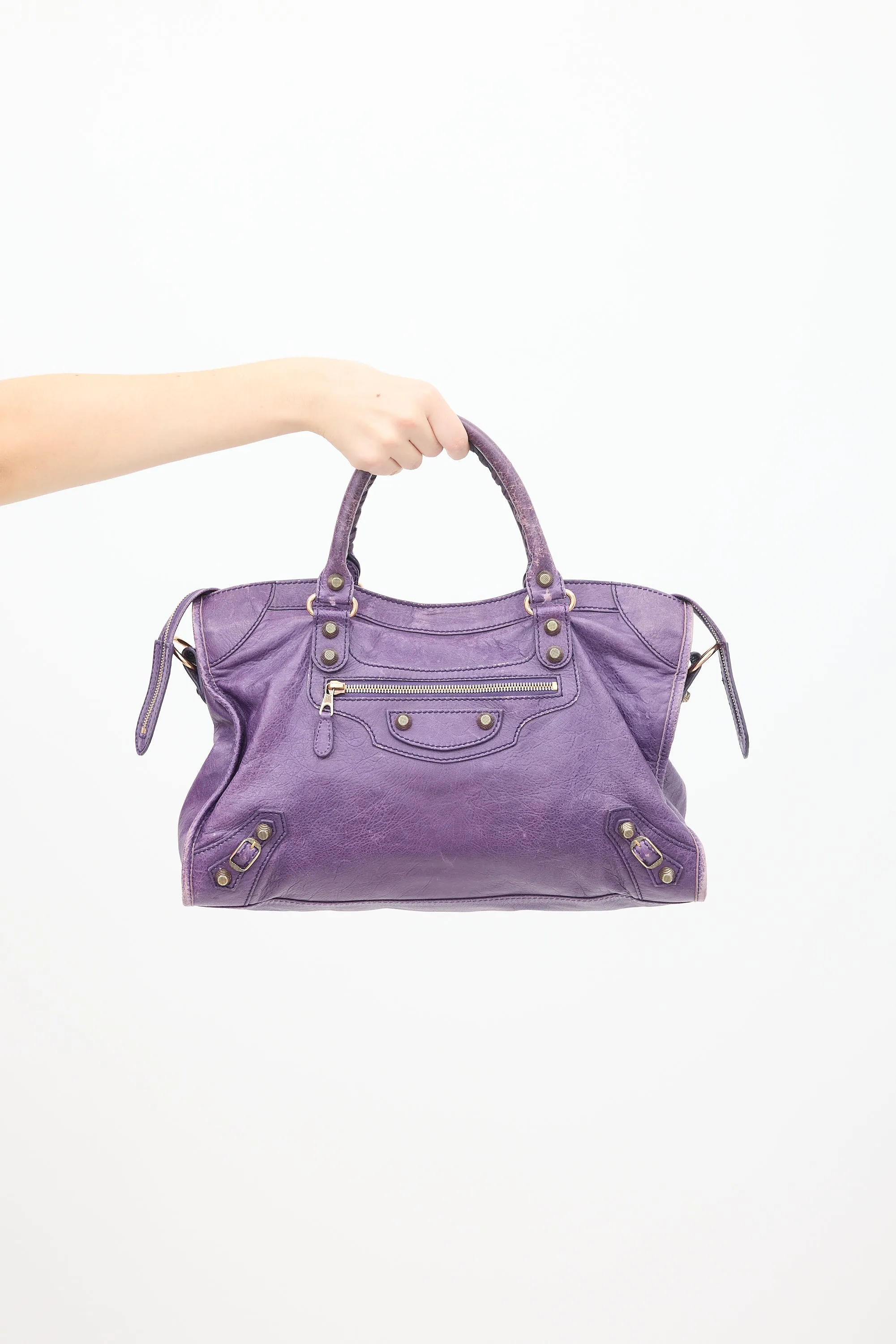 Purple Leather City Bag